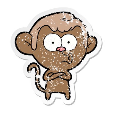 bir karikatür maymun hooting sıkıntılı etiket