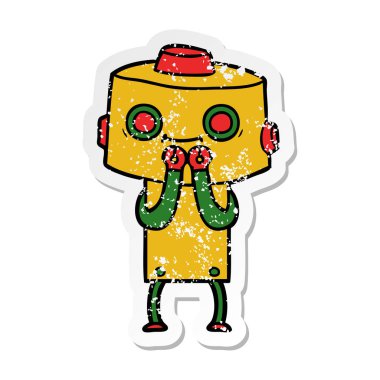 bir çizgi film robot sıkıntılı etiket