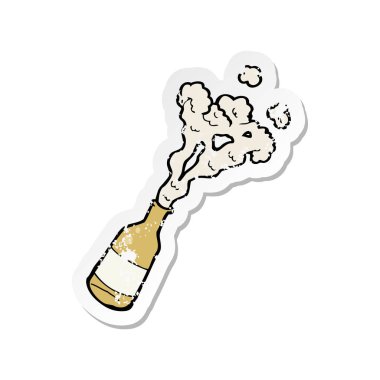 bir çizgi film bira şişe Retro sıkıntılı etiket