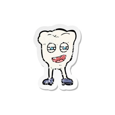 bir çizgi film komik diş karakteri Retro sıkıntılı etiket