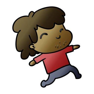 Degrade çizgi film kawaii anız çocukla