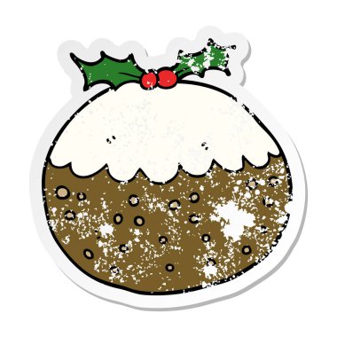 bir karikatür Noel pudingi sıkıntılı etiket