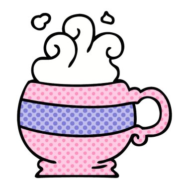 çizgi roman tarzı ilginç çizgi film sıcak içecek