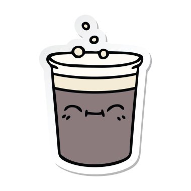 şişman bir ilginç elle çizilmiş karikatür cam Sticker