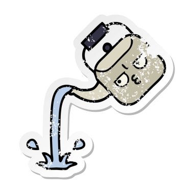 su ısıtıcısı dökülen bir sevimli çizgi sıkıntılı etiket