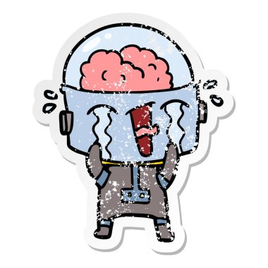 robot ağlıyor bir karikatür sıkıntılı etiket