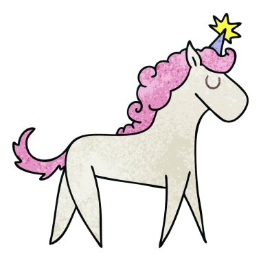 el çekilmiş ilginç karikatür tek boynuzlu at