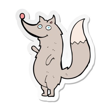 etiket kurt sallayarak bir karikatür