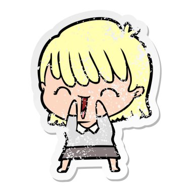 bir çizgi film kadının sıkıntılı etiket