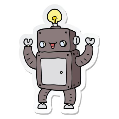 bir karikatür mutlu robot Sticker