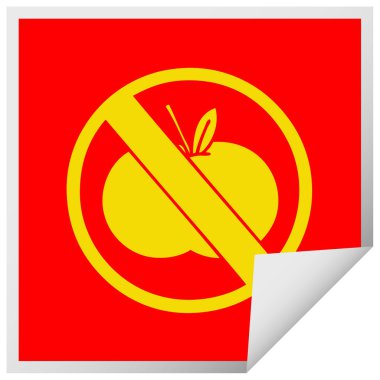 işareti kare peeling etiket karikatür bir hiçbir meyve izin