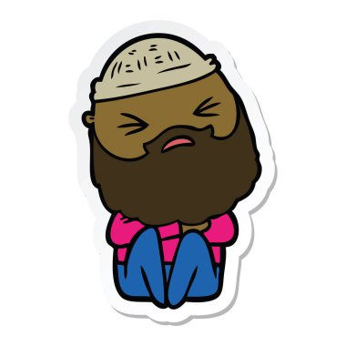 sakallı bir çizgi film adam etiketi