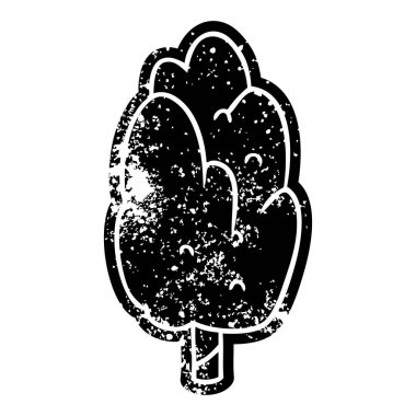 Grunge simgesi tek yeşil ağaç sıkıntılı