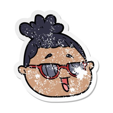 bir çizgi film kadın yüzü sıkıntılı etiket