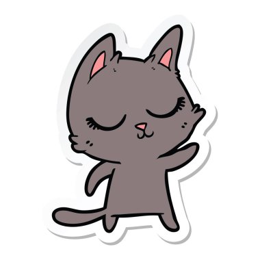 etiket bir sakin karikatür kedi