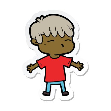 çizgi film meraklı bir çocuk etiket