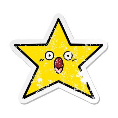 sevimli çizgi altın yıldız sıkıntılı etiket