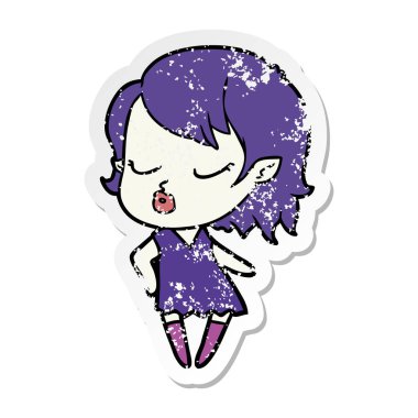 sevimli çizgi vampir kız sıkıntılı etiket