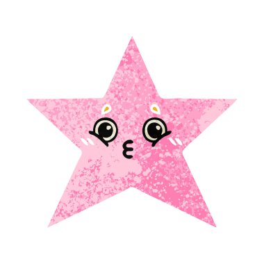 Retro illüstrasyon stil çizgi film yıldız balık