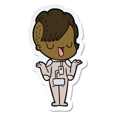 etiket hipster saç kesimi ile sevimli çizgi kızın