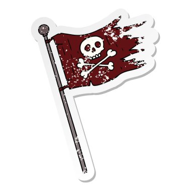 elle çizilmiş etiket karikatür doodle bir korsan bayrağı sıkıntılı