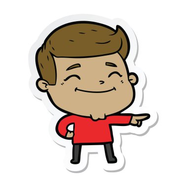 bir mutlu çizgi film adamın etiket