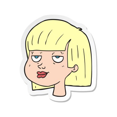 bir çizgi film kadın yüzü etiket