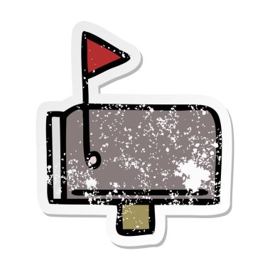 sevimli çizgi posta kutusunun sıkıntılı etiket