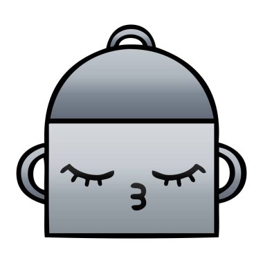 bir tencereye degrade gölgeli karikatür