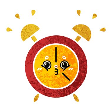 Retro illüstrasyon tarzı çizgi film çalar saat