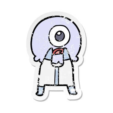 bir çizgi film Tepegöz uzaylı uzaylı sıkıntılı etiket