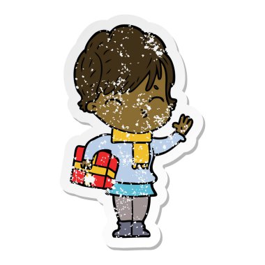 düşünme bir karikatür kadının sıkıntılı etiket