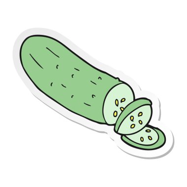 etiket bir karikatür dilimlenmiş salatalık