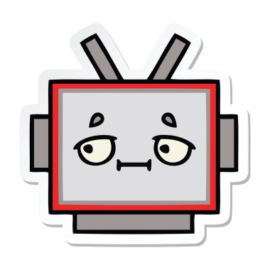 etiket sevimli çizgi robot baş