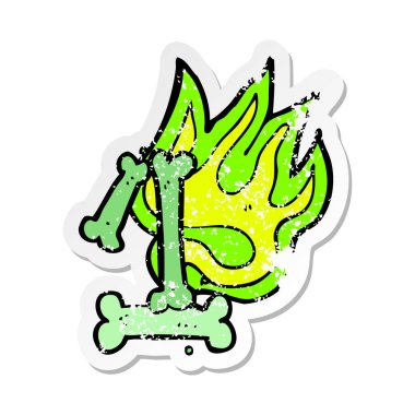 bir karikatür Retro sıkıntılı etiket Cadılar Bayramı kemik numarası