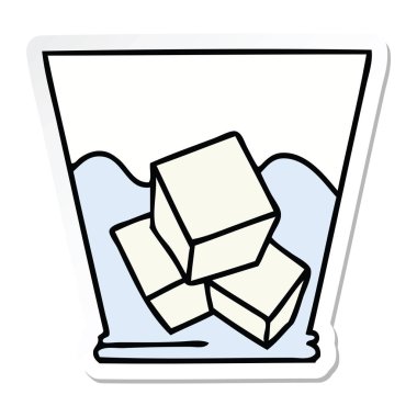 etiket ilginç el çizilmiş karikatür viski ve buz