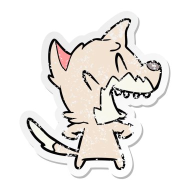 gülünecek bir tilki karikatür sıkıntılı etiket