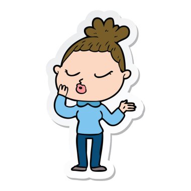 etiket bir çizgi film sakin kadın