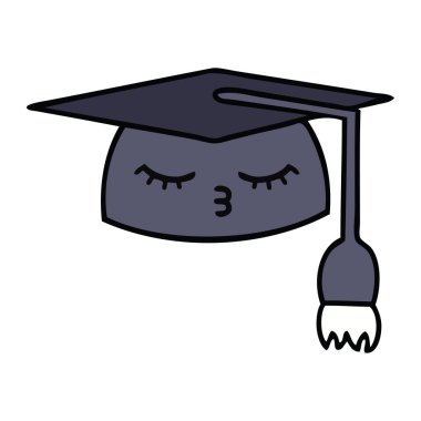 sevimli çizgi mezuniyet şapka