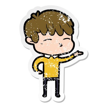 çizgi film meraklı bir çocuk sıkıntılı etiket