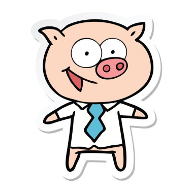 office giysili neşeli domuz bir etiket