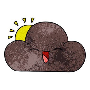 ilginç elle çizilmiş karikatür güneş ve mutlu fırtına bulutu