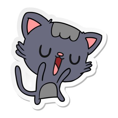 serbest el çekilmiş etiket karikatür şirin kawaii kedi