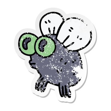 bir ilginç elle çizilmiş karikatür sineğin sıkıntılı etiket