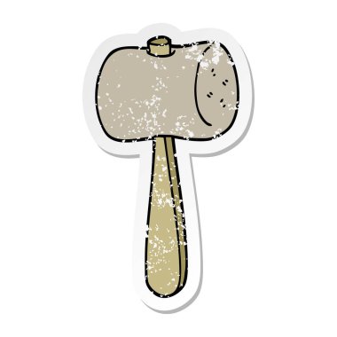 Distressed sticker of a cartoon mallet vector