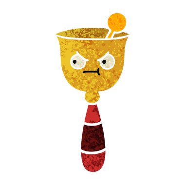 okul zili, Retro illüstrasyon stil çizgi film