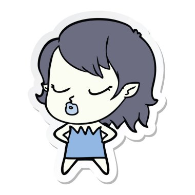 sevimli çizgi vampir kız etiketi