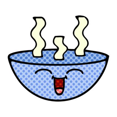 çizgi roman tarzı karikatür bir kase sıcak çorba
