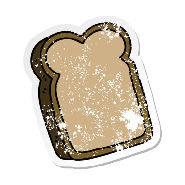 ilginç bir el sıkıntılı etiket çizilmiş karikatür dilim ekmek