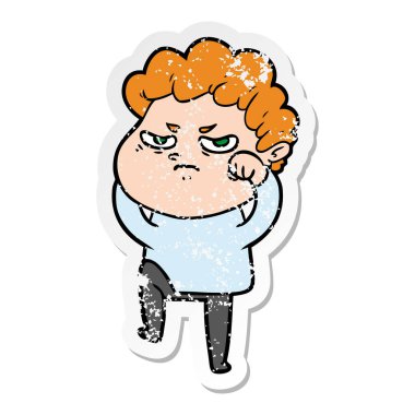 bir çizgi film kızgın adam sıkıntılı etiket